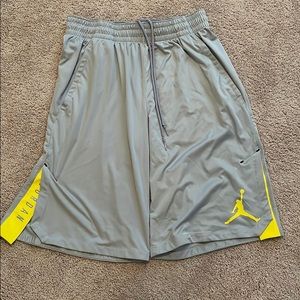 Jordan Grey/Yellow DriFit Shorts, Size L, NWOT